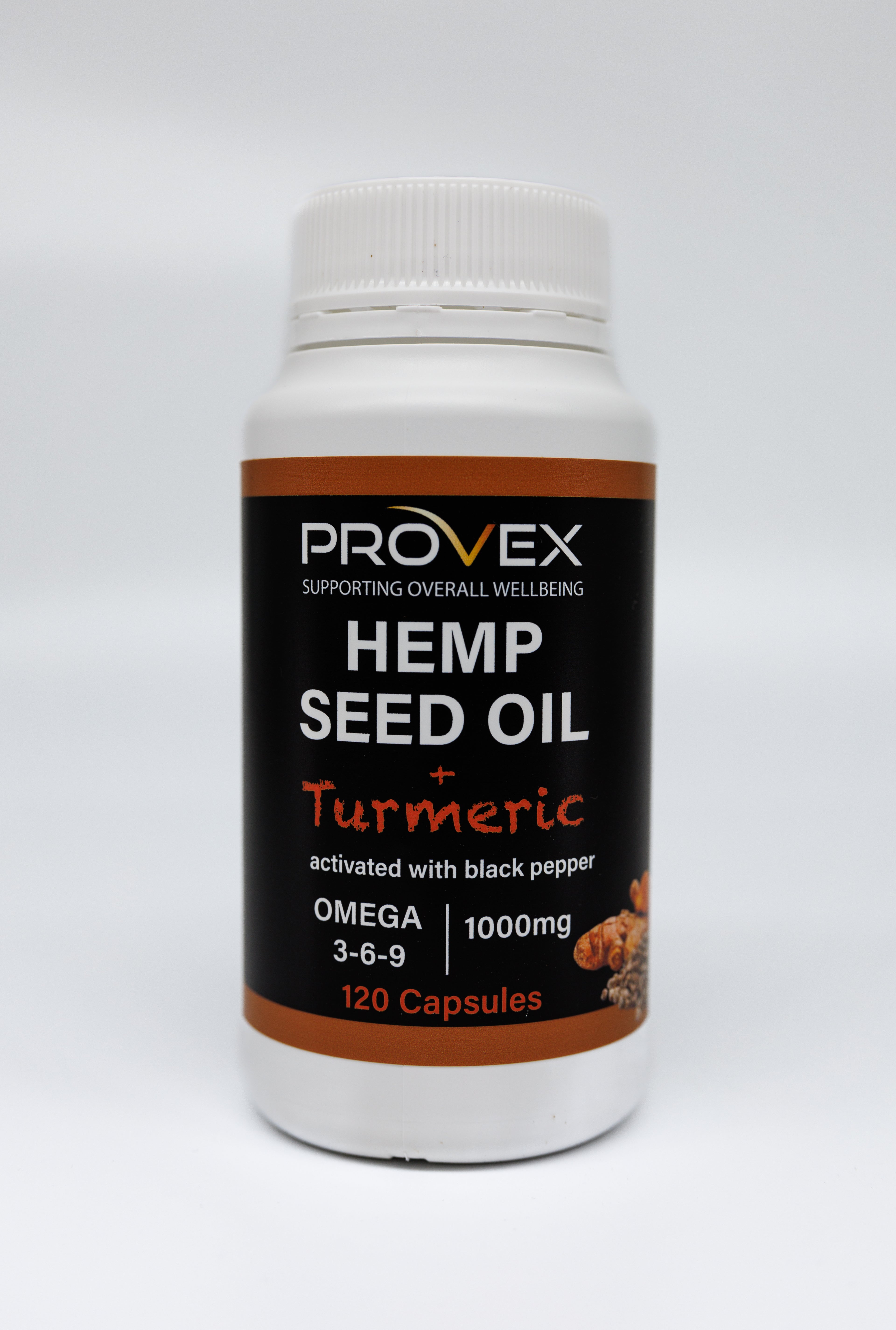 Provex Australian Hemp Seed Oil and Turmeric Capsules 120 Softgel capsules