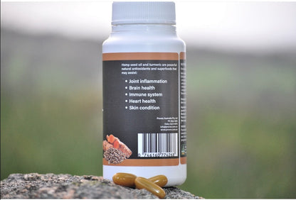 Australian Hemp Seed Oil Capsules with Turmeric -120 qty